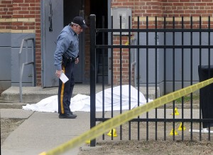 Police investigate a shooting on Oakland St. near Hoffman Monday Jan 21. 2013. (Trentonian photo/Jackie Schear)