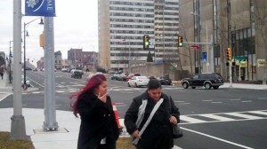 Trentonian Photo/PAUL MICKLE Ivelis Turell (left), on trial for murder, walks to the courthouse with her mother on Wednesday.