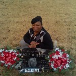 Catina Hunter at Marcus Hunter's gravesite