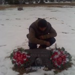 Quancine Robinson at Marcus Hunter's gravesite