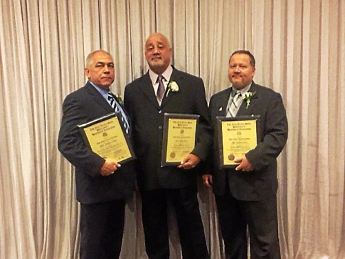 (Left to Right) Detectives William Miller, Edgar Rios and James Letts received the NJ State PBA's highest honor for their bravery during an August 2013 shootout in Trenton. (Contributed Photo)